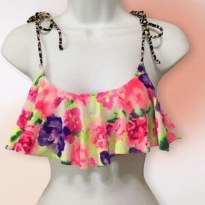 PINK by‎ Victoria’s Secret Floral Ruffle Bikini Top S